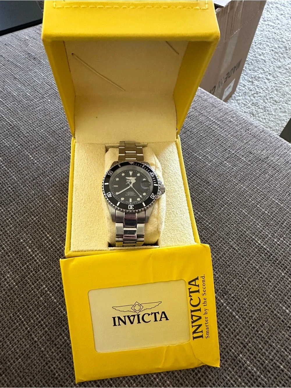 Invicta Men's Silver Stainless Steel Watch with Black Dial